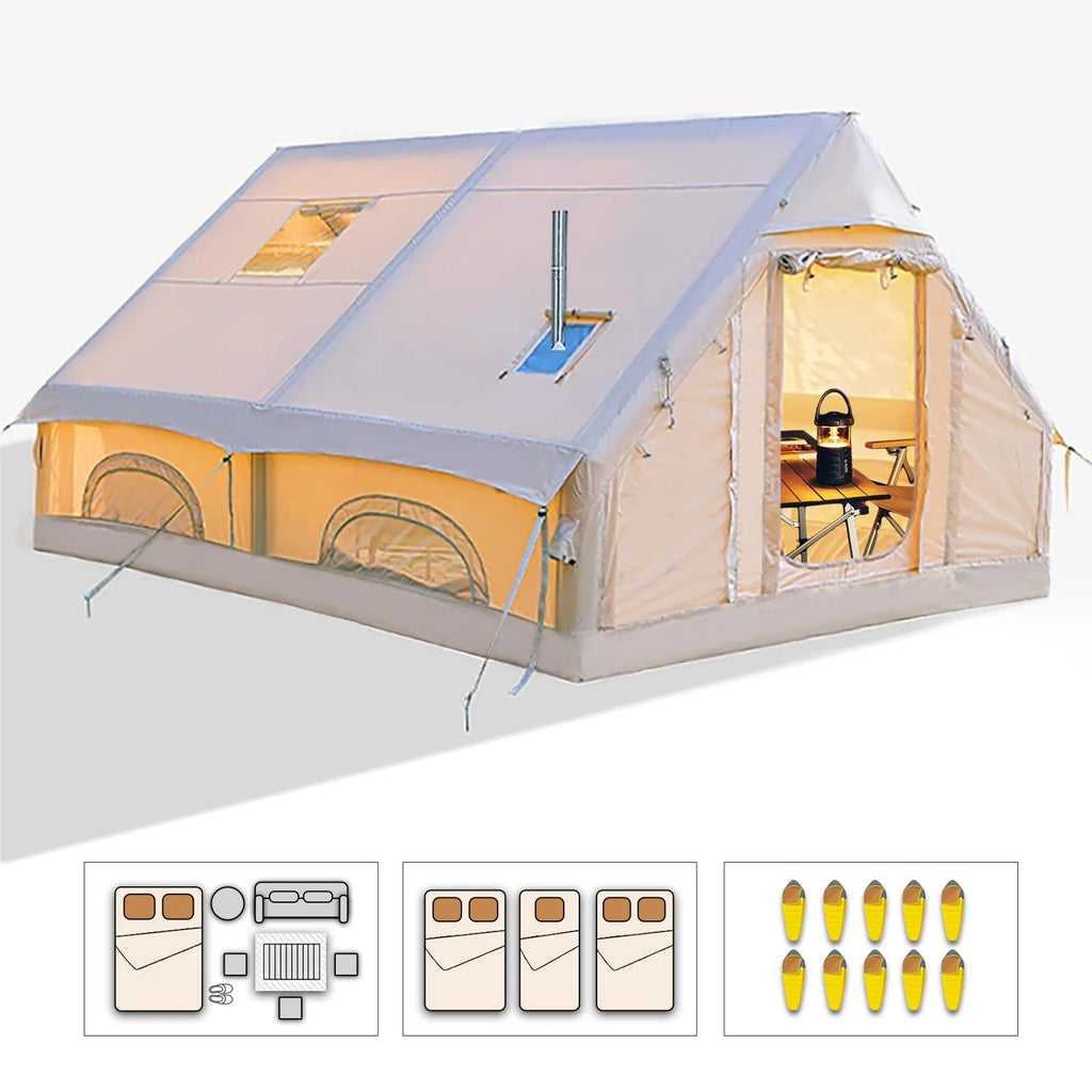 Inflatable Tents for Camping, Large Inflatable Camping Tent with Hand Pump, Easy Setup Tents for 4-6 People, Portable Glamping Tent
