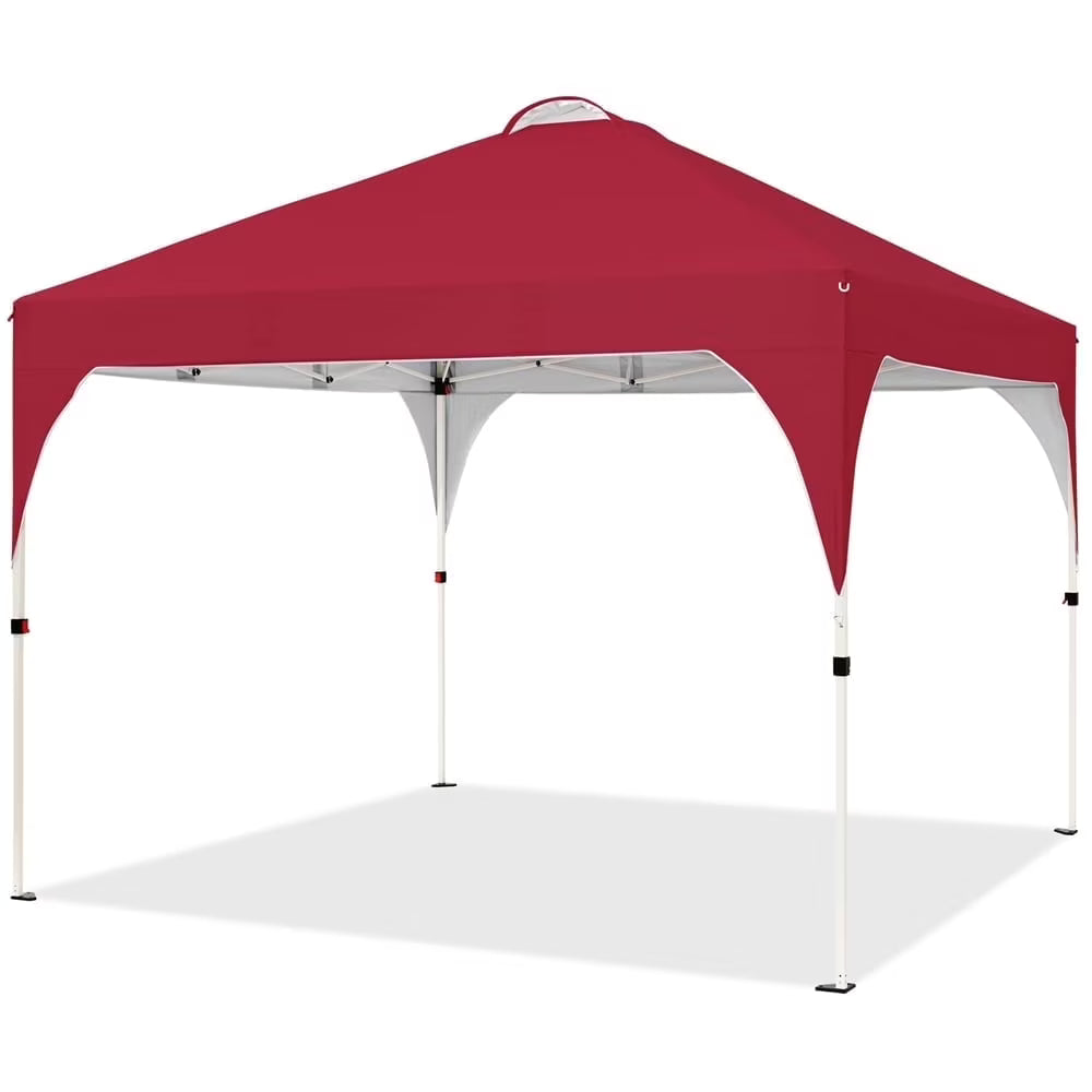 Topeakmart 8x8ft Pop Up Canopy Tent with Adjustable Height and Roller Bag, White