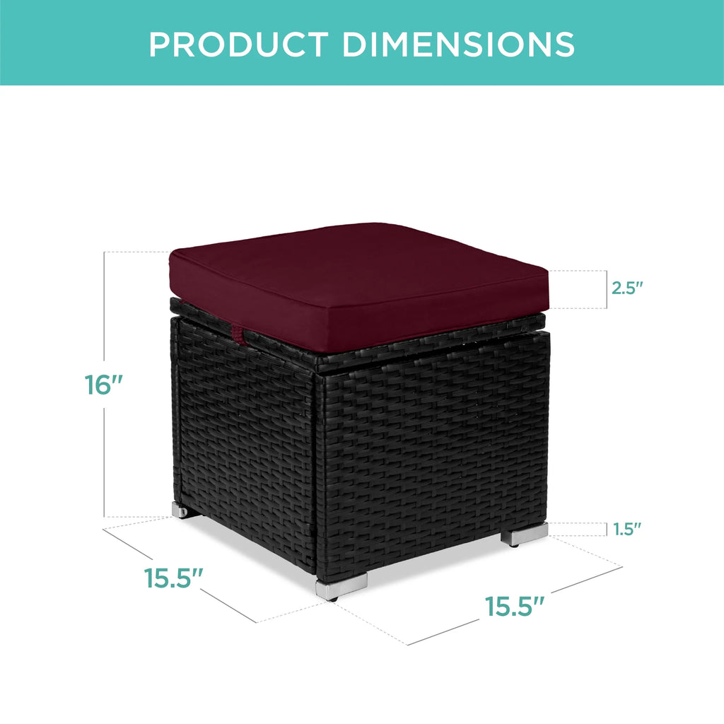 Best Choice Products Set of 2 Wicker Ottomans, Multipurpose Furniture w/ Removable Cushions - Brown/Beige