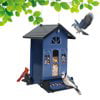 Birdkiss 5lbs Squirrel-Proof Wild Bird Feeder with Bilateral Weight-Activated Perches, 14 Feeding Ports, Outdoor Bird Feeder for Garden Yard Outside, Red