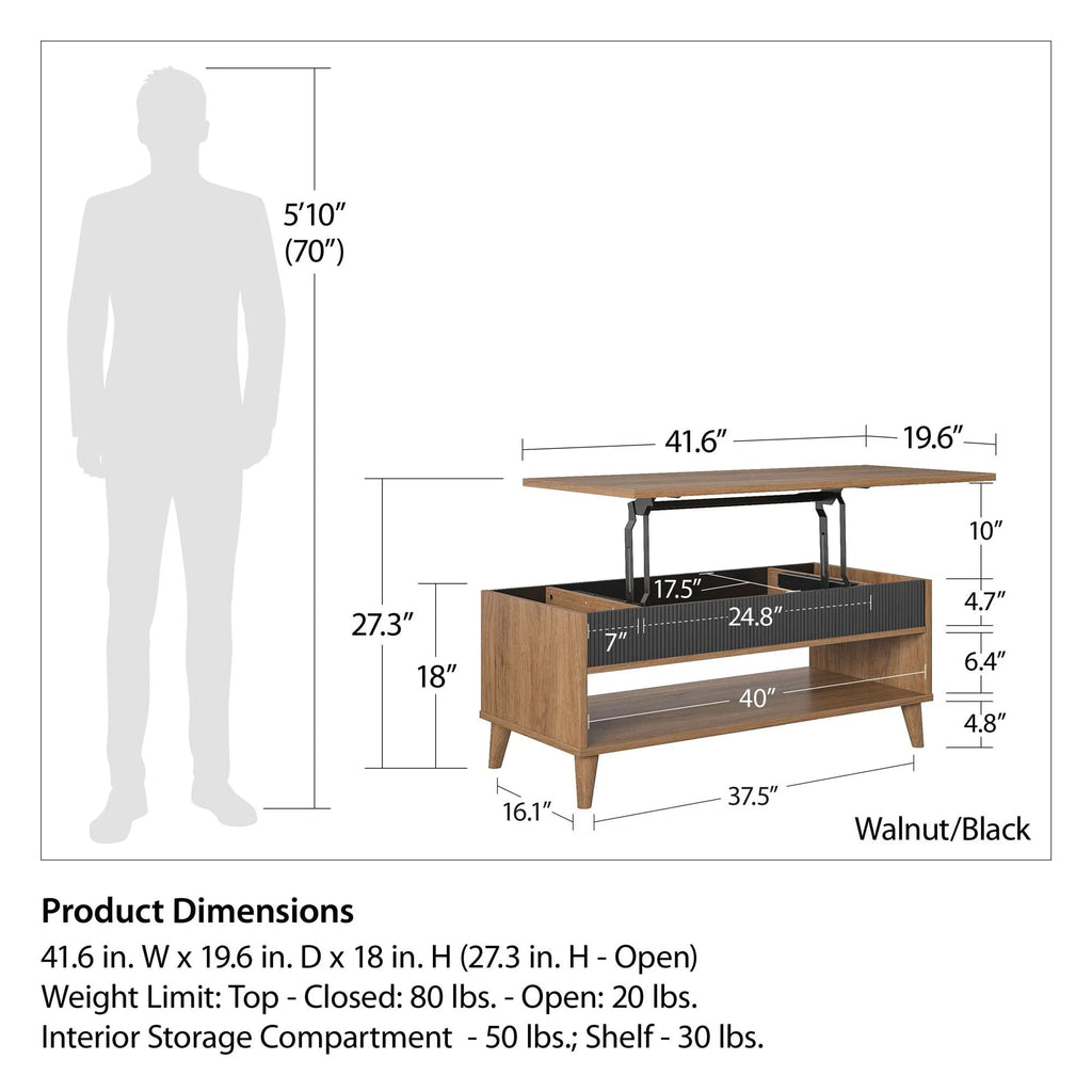 Magnolia Lift Top Coffee Table, Walnut/Black