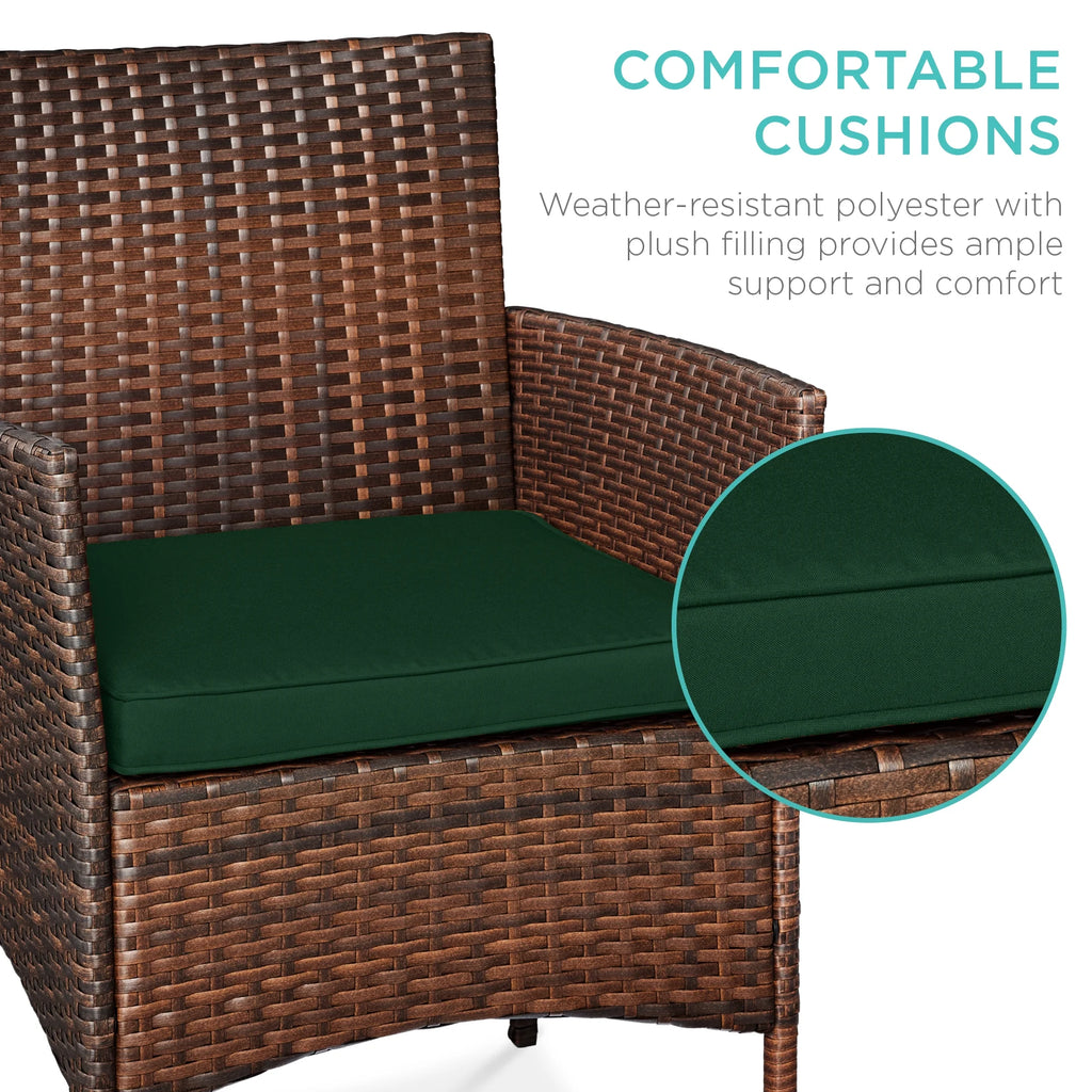 Best Choice Products 3-Piece Outdoor Wicker Conversation Patio Bistro Set, w/ 2 Chairs, Table - Gray/Navy