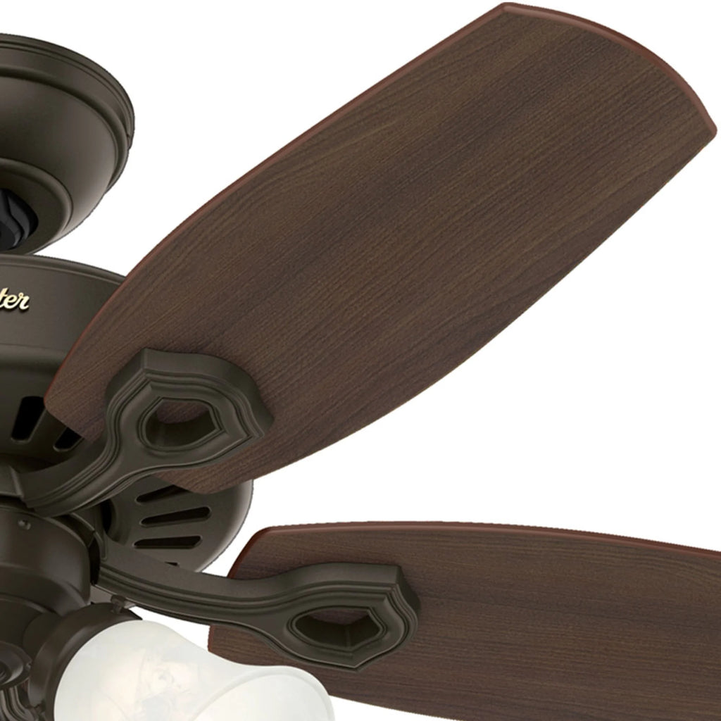 Hunter - Builder Indoor Ceiling Fan With Light, 42-inch, Snow White, Traditional-style, 3-speed WhisperWind Motor, 52105, for living rooms, bedrooms, home offices, kitchens