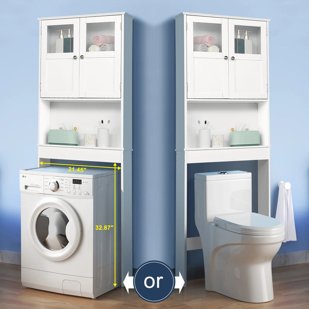 Ktaxon Over the Toilet Bathroom Storage Cabinet with 2 Doors & 3 Storage Shelves Space Saver, White