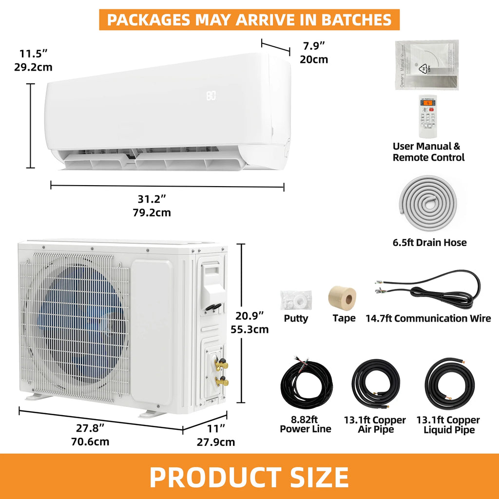 Uforic 12000 BTU Mini Split AC Heat Pump, WiFi, Alexa Compatible, 20 SEER2, Cools 750 Sq.Ft, 115V