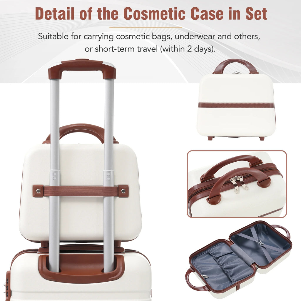 4 Piece ABS Hard Shell Luggage Sets with Cosmetic Case,Lightweight Suitcase with TSA Lock,Airline Certified Carry-on Luggage(20/24/28in),Green
