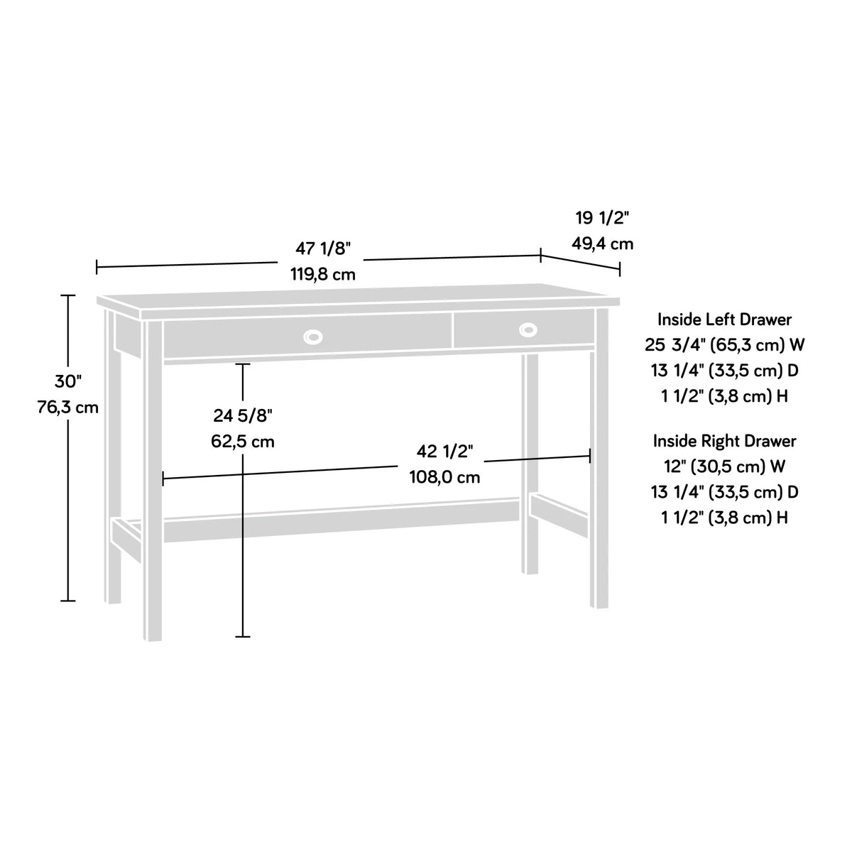 Sauder County Line Writing Desk, Soft White Finish