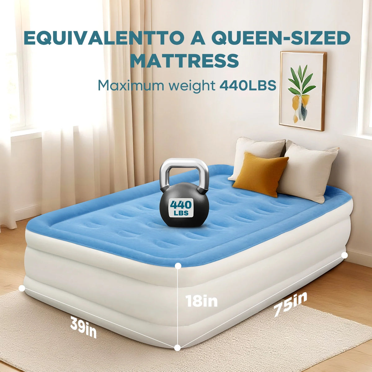 EGGORY King Size Air Mattress with Built-in Pump Inflatable Air Beds, Puncture-Resistant for Camping & Trip & Home