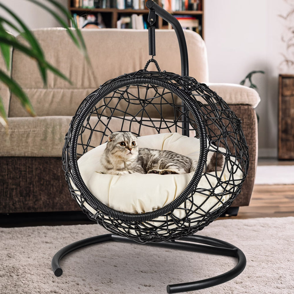 Dextrus Indoor Elevated Cat Bed with Detachable Cushion, Brown Solid