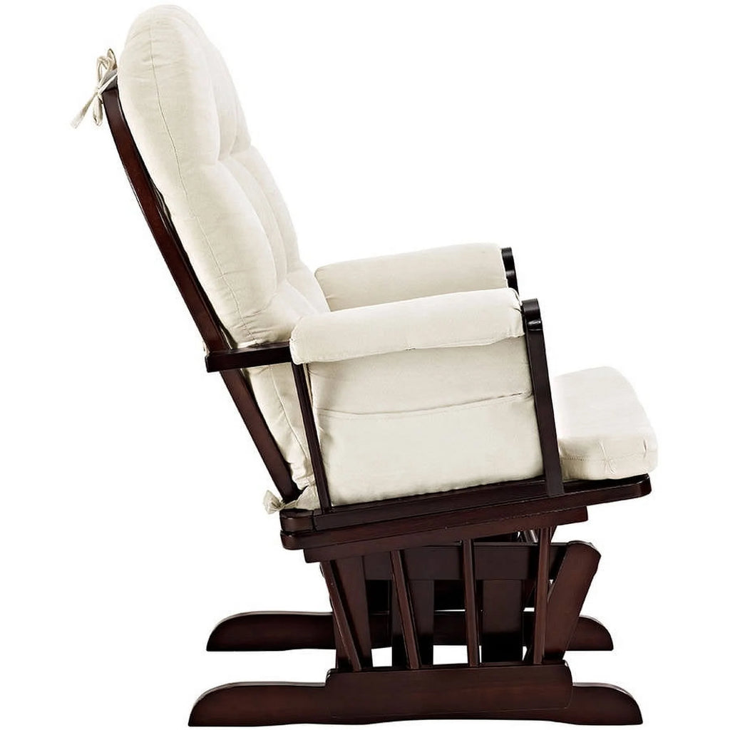 Angel Line Windsor Glider and Ottoman, Natural Finish with Gray Cushions