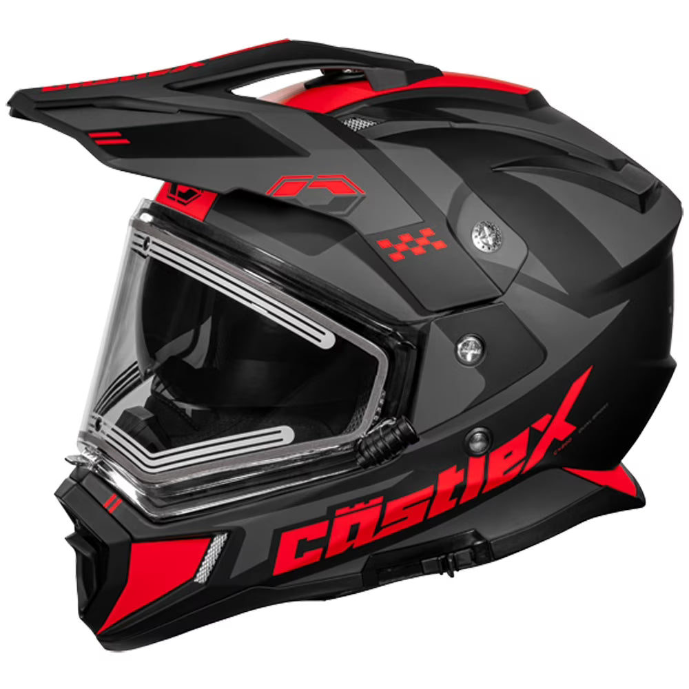 Castle X, 36-28152, Adult Dual Sport Snowmobile Helmet - Heated Shield - CX200 - WRATH - Matte Flo Orange, Small