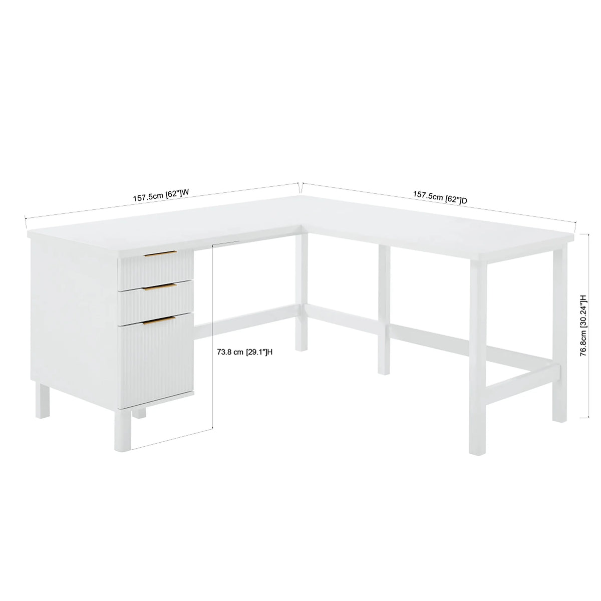 Better Homes & Gardens Lillian Fluted L-Shape Desk, Natural Pine Finish