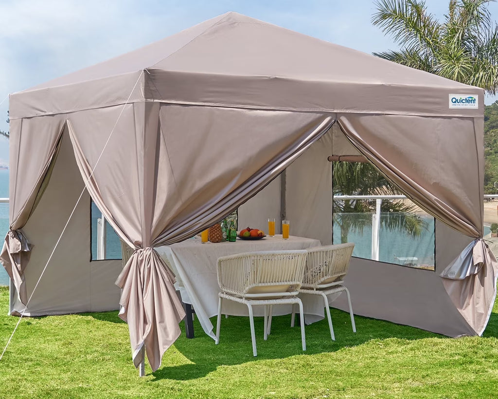 Quictent 8'x8' Pop up Canopy Tent with Sidewalls Instant Outdoor Gazebo Canopy Tent Shelter Enclosed Waterproof, with Wheeled Bag (Pink)