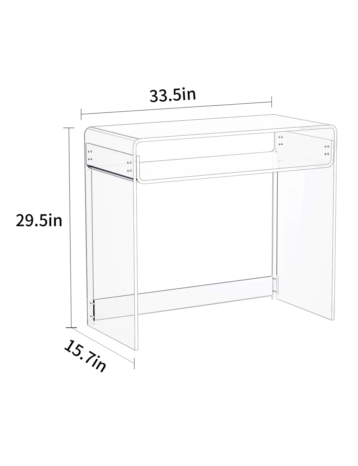 Solaround Acrylic Modern and Sleek Computer Office Desk, Clear