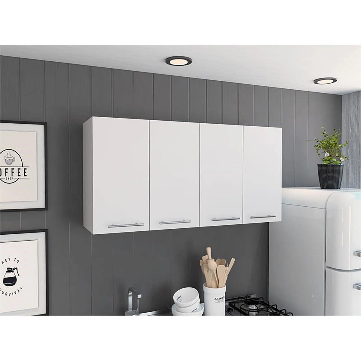TUHOME 120 Wall Cabinet Engineered Wood Cabinets in  White