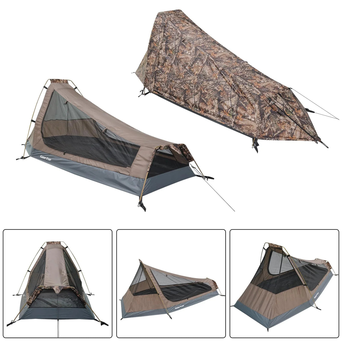 GEERTOP Ultralight Bivy Tent for 1 Person 3 Season Waterproof Single Person Backpacking Tent for Camping Hiking Backpack Travel Outdoor Survival Gear
