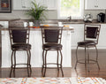 Linon Nora 3-Piece Swivel Bar Stool Set, 24"-30" Adjustable Seat Height, Dark Brown Finish with Dark Brown Vinyl Fabric