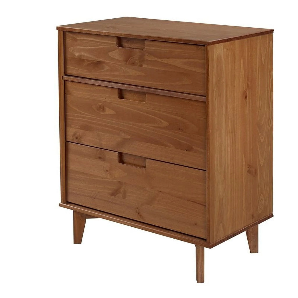 Allora 3 Drawer Mid Century Modern Wood Dresser in Walnut