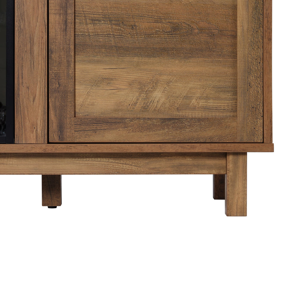 Walker Edison Transitional 2-Door Fireplace TV Stand for TVs up to 65, Reclaimed Barnwood