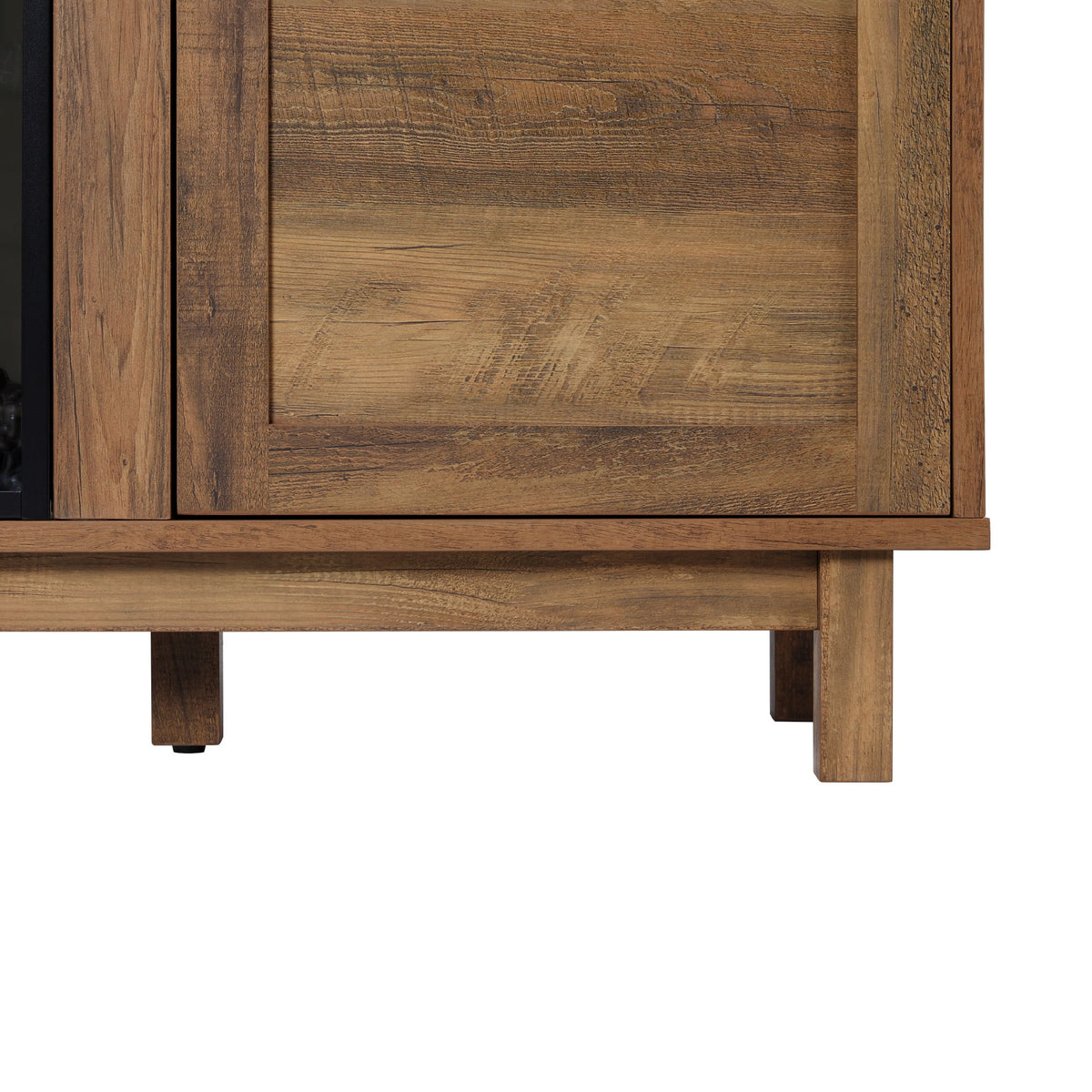 Walker Edison Transitional 2-Door Fireplace TV Stand for TVs up to 65, Reclaimed Barnwood