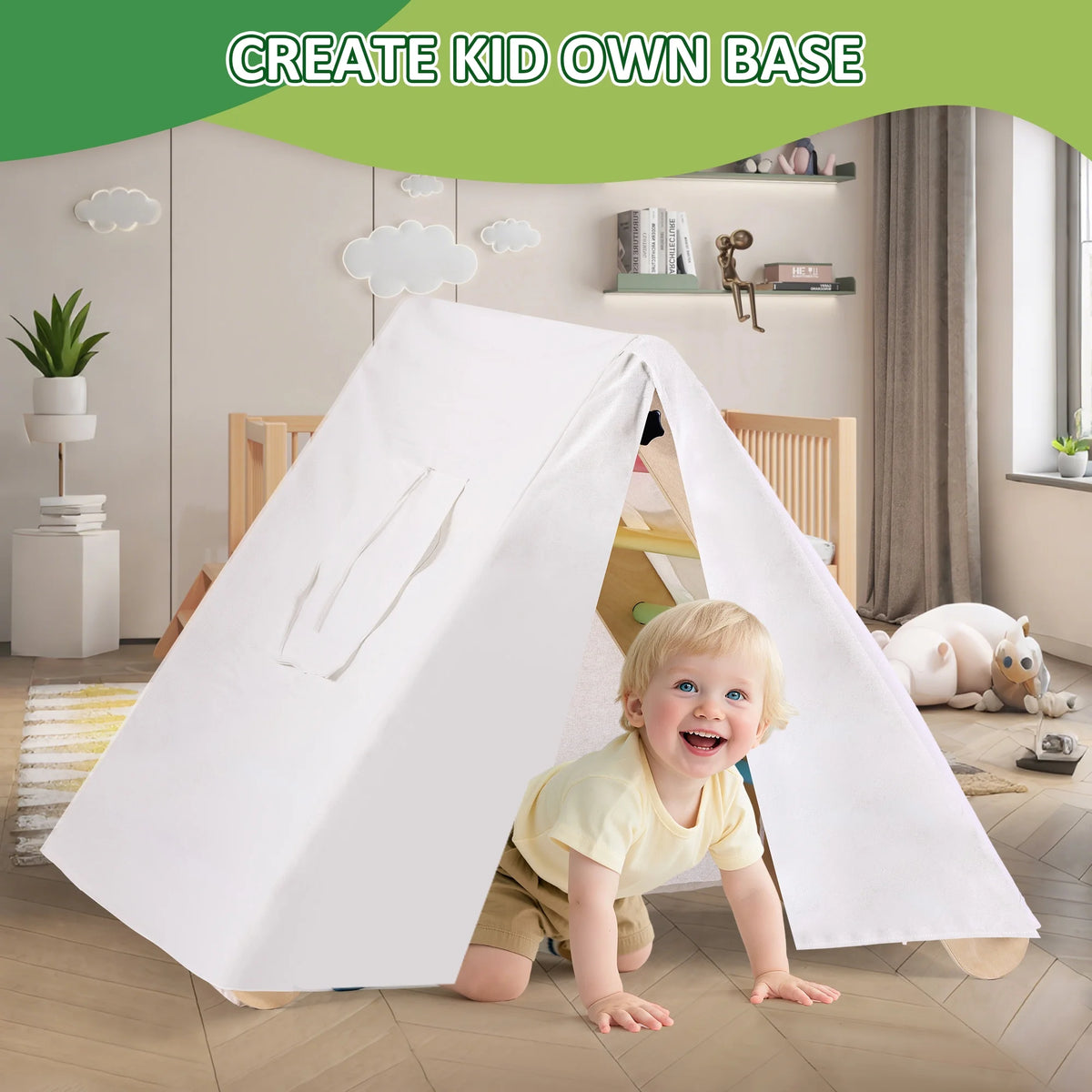 Lookfly 8 in1 Pikler Triangle Set Foldable Baby Climbing Toys for Toddlers 1-6 Inside with Ramp,Toddler Climbing Toys Indoor Baby Gift