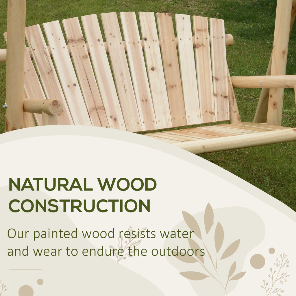 Outsunny Wooden Swing Bench, Garden Swing Chair, Brown