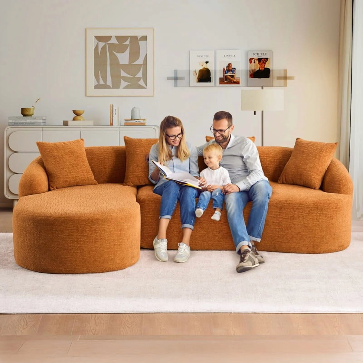 Timbernest 99" Modular Sectional Sofa with Pillows, Chenille L Shaped 3-Seater Couch with Deep Seat, White