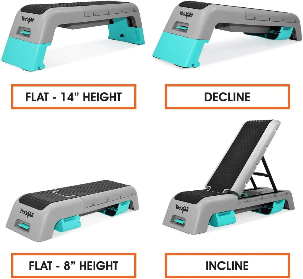 Yes4All Multifunctional Fitness Aerobic Step Platform and Aerobic Deck, Blue and Grey