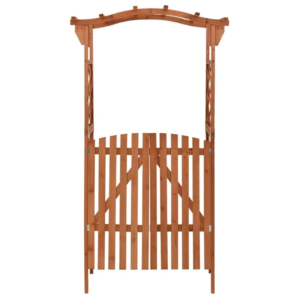 vidaXL Pergola Outdoor Pergola Garden Arch with Gate for Deck Solid Wood Fir