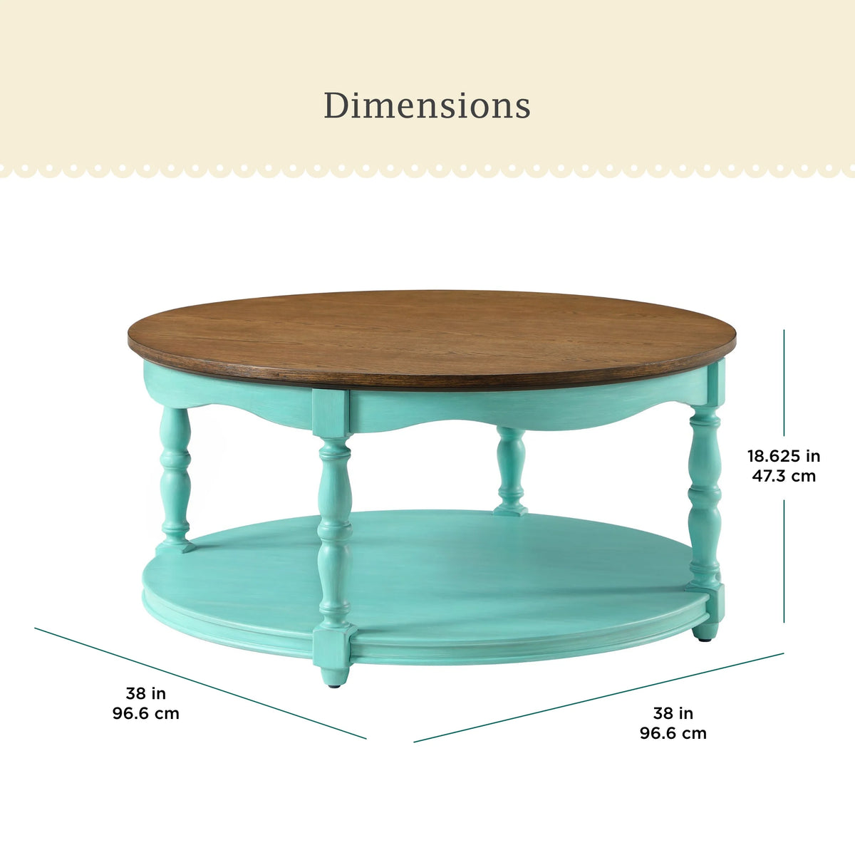 Pioneer Woman Helen Round Coffee Table, Teal