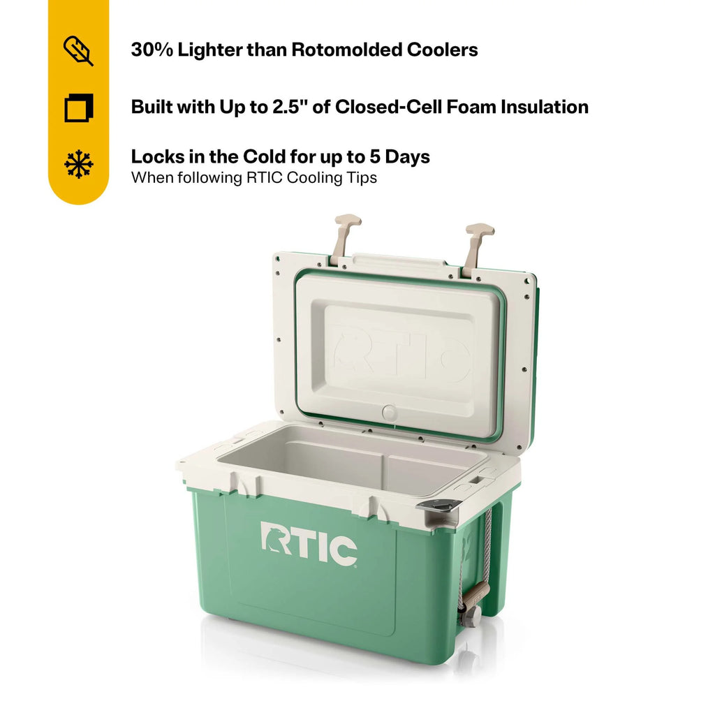 RTIC 32 QT Ultra-Light Hard-Sided Ice Chest Cooler, Fits 48 Cans, Dark Grey & Cool Grey