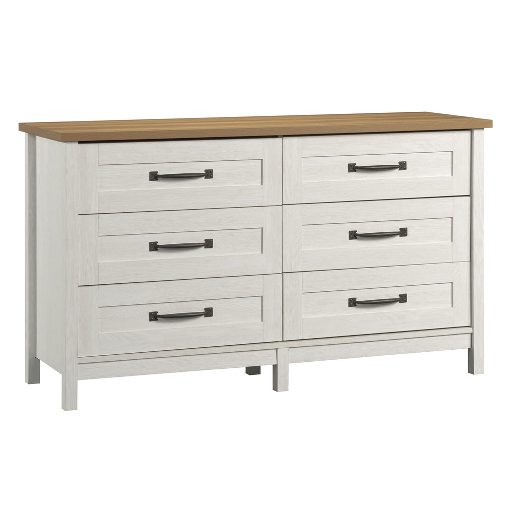 Better Homes & Gardens Modern Farmhouse 6-Drawer Dresser, Rustic White Finish