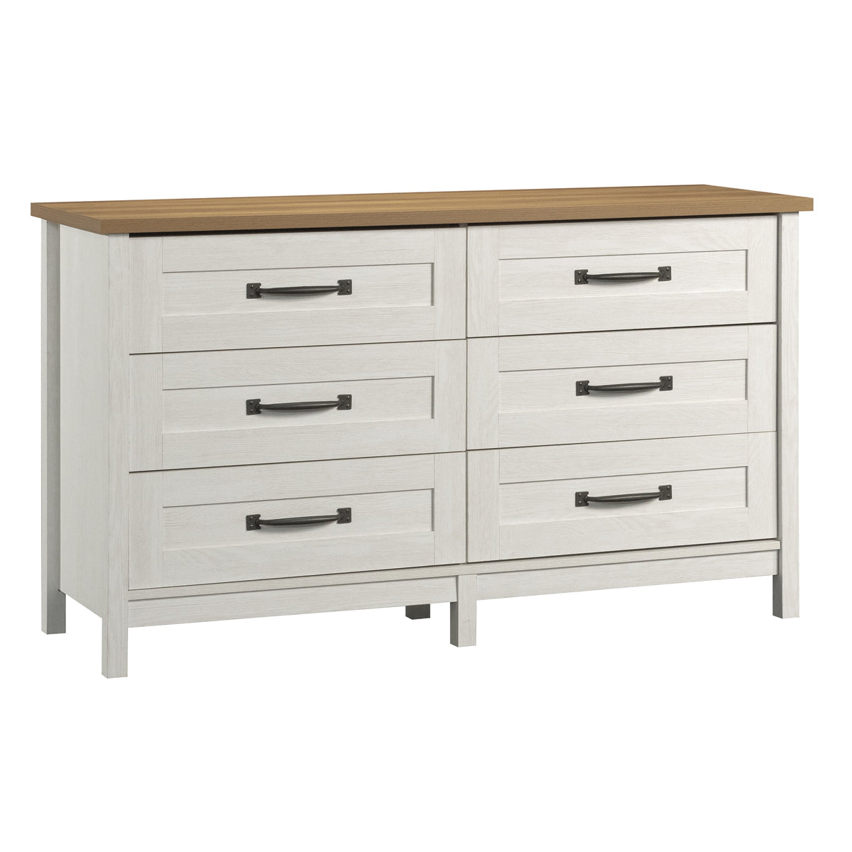 Better Homes & Gardens Modern Farmhouse 6-Drawer Dresser, Rustic White Finish