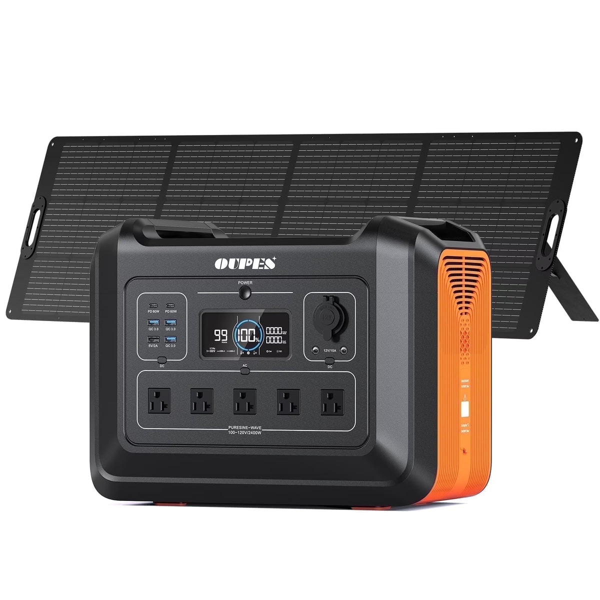 OUPES 2400W 2232Wh Portable Power Station with 4x240W Solar Panel,Solar Generator for Outdoor Camping,Home Backup,Emergency,RV