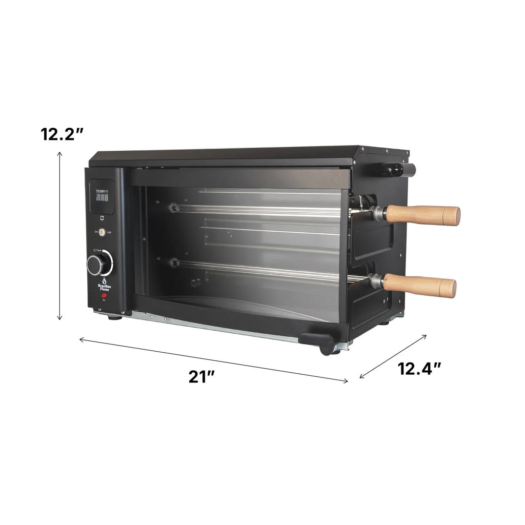 Brazilian Flame 2-Skewer Brazilian Rotisserie Electric Grill in Red