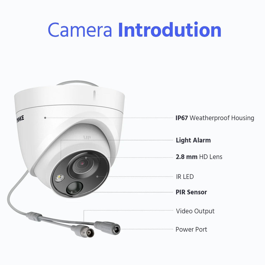 ANNKE 8CH 5MP Security Camera System 5MP Lite 5IN1 H.265+ DVR with 8pcs IP67 5MP PIR HD EXIR Dome Weatherproof Surveillance CCTV Kit Without HDD