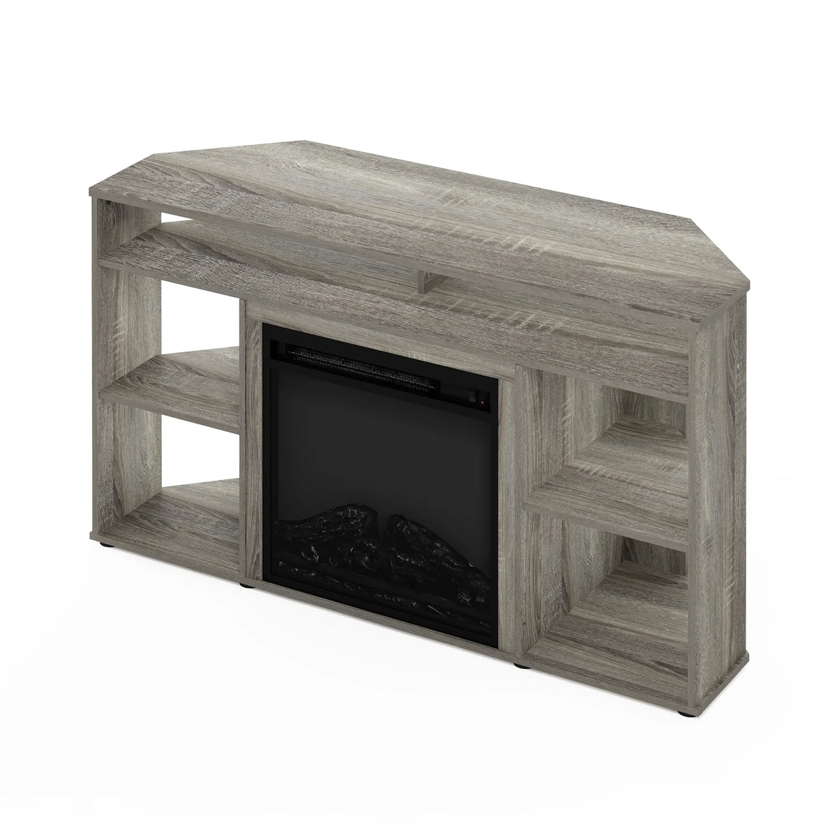 Jensen Corner TV Stand with Fireplace for TV up to 55 in., French Oak Grey