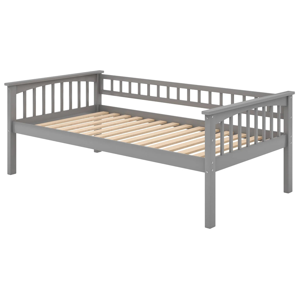 Euroco Pine Wood Bunk Bed with Storage 2 Drawers, Twin-over-Twin Bunk Bed with Safety Rail and Ladder for Kids, Conveted into 2 Single Beds, Sapce-Saving Design, Gray