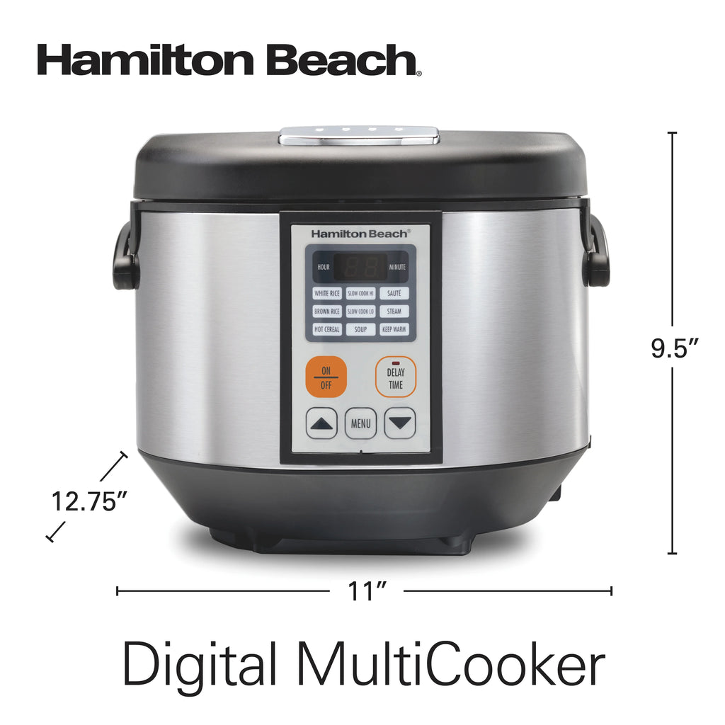 Hamilton Beach Digital MultiCooker, 20 Cup Rice Cooker, Slow Cooker, Steamer Saut, Hot Cereal, Soup, & More
