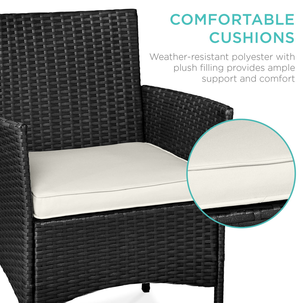 Best Choice Products 3-Piece Outdoor Wicker Conversation Patio Bistro Set, w/ 2 Chairs, Table - Gray/Navy
