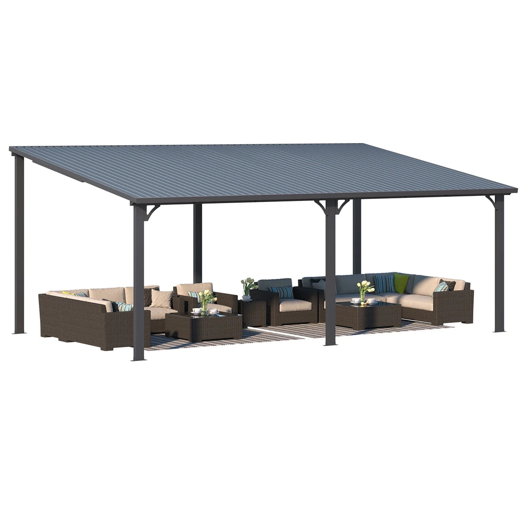 AECOJOY 10' x 12' Hardtop Gazebo, Heavy Duty Outdoor Gazebo with Galvanized Steel Sloping Roof, All Weatherproof Metal Gazebo Featuring Vertical Stripes for Patio, Backyard, and Lawns