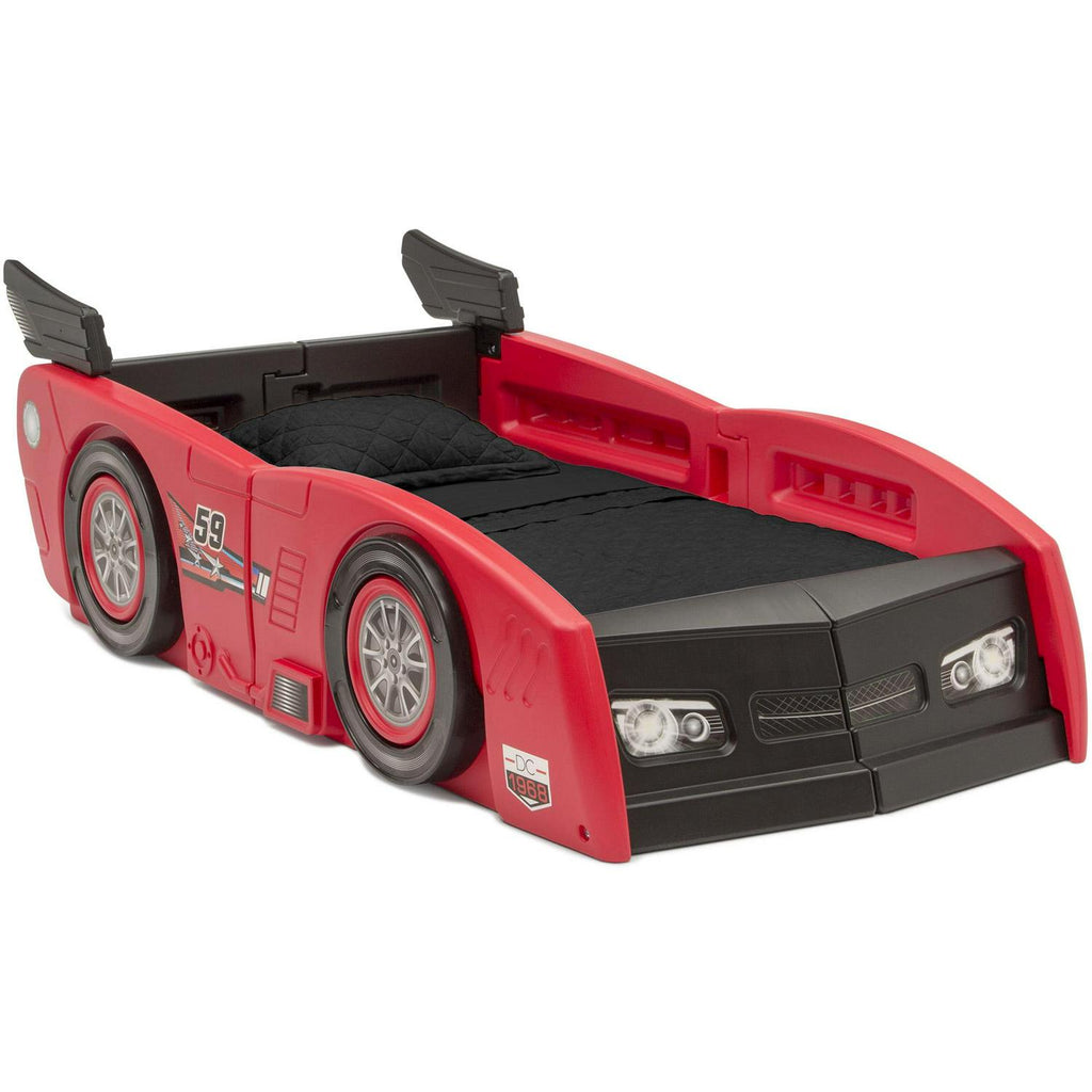 Delta Children Grand Prix Kids Plastic Toddler Bed-Twin. Red