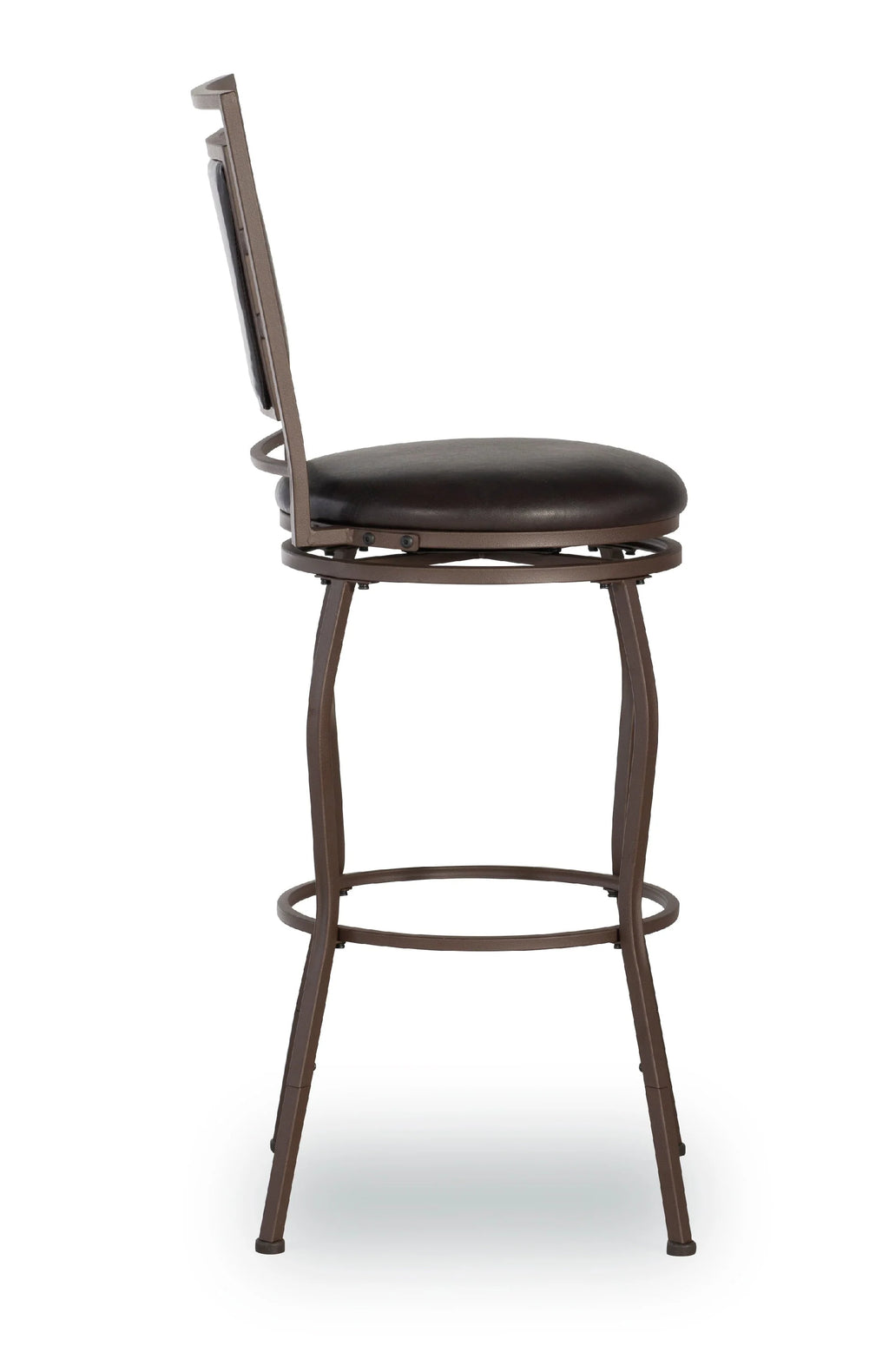 Linon Nora 3-Piece Swivel Bar Stool Set, 24"-30" Adjustable Seat Height, Dark Brown Finish with Dark Brown Vinyl Fabric