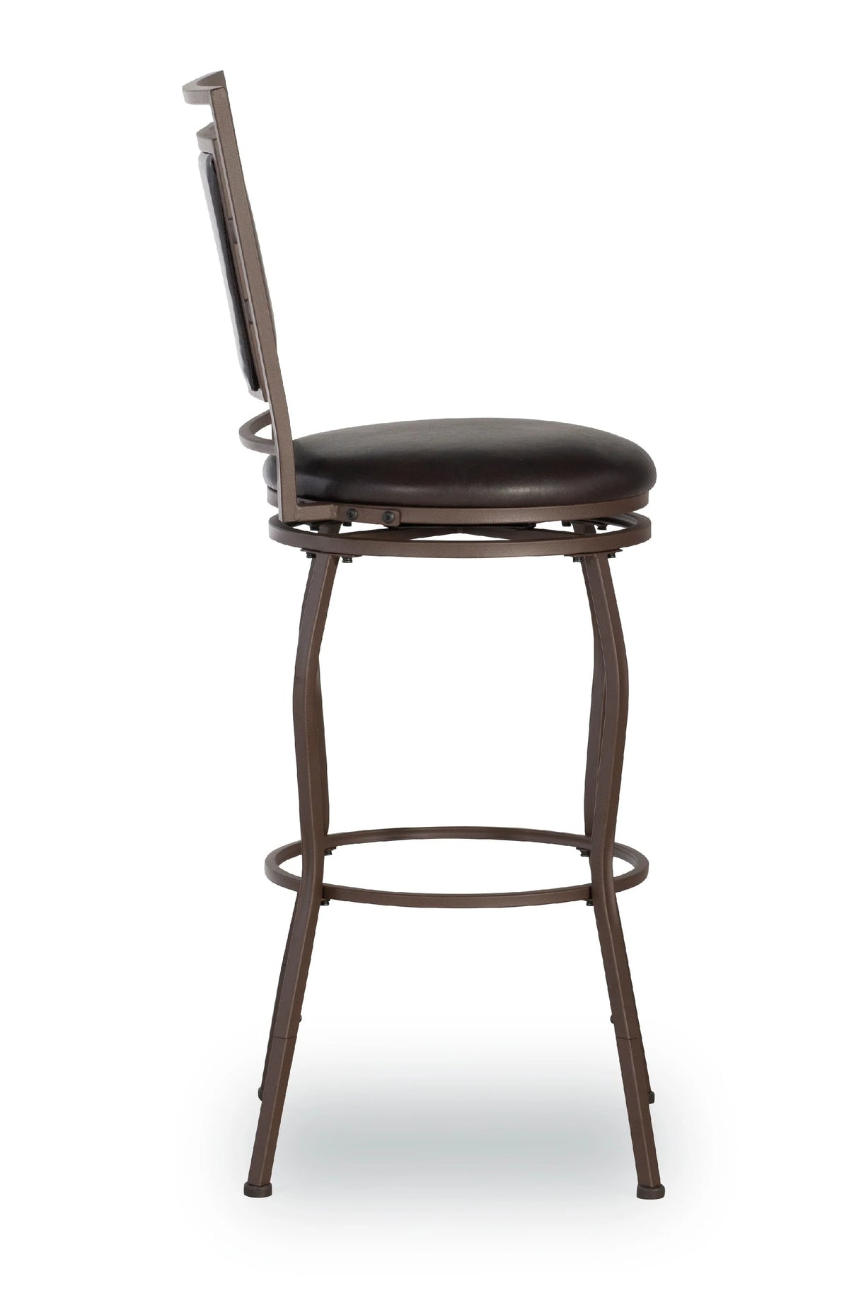 Linon Nora 3-Piece Swivel Bar Stool Set, 24"-30" Adjustable Seat Height, Dark Brown Finish with Dark Brown Vinyl Fabric