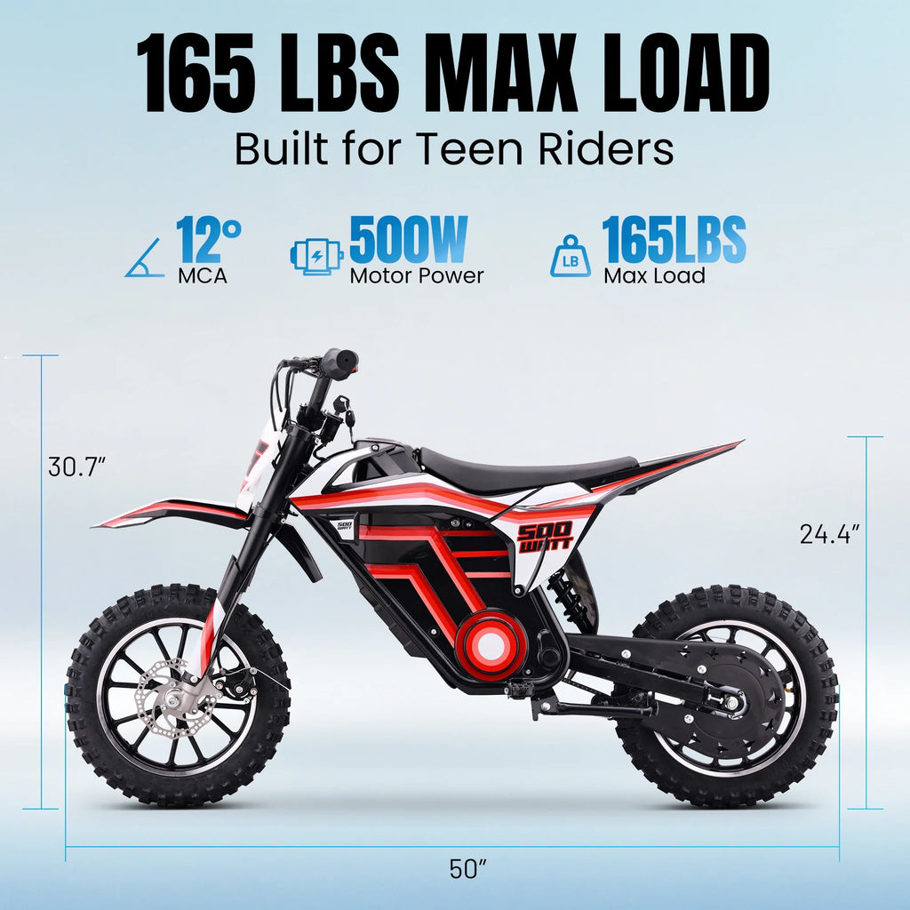 Electric Dirt Bike for Teens Adults, 500W Electric-Motorcycle Mountain Off-Road EBike