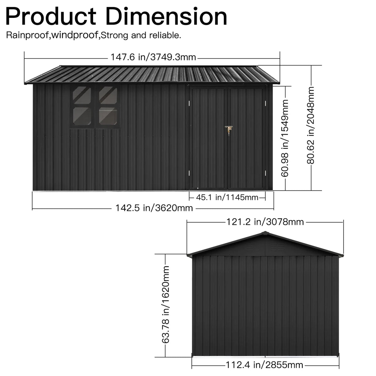 10x12 FT Outdoor Storage Shed, Metal Garden Tool Shed with Vents, Window and Bulit-in Hooks, Waterproof  Organization for Home/Backyard/Garden Tools/Lawn Storage, Yellow+White