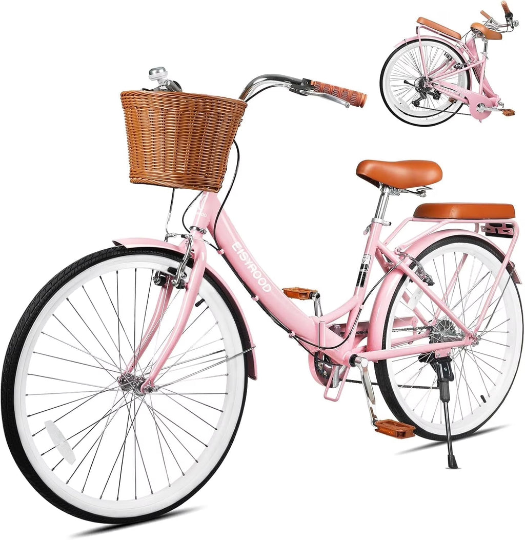 Gaonala 26 inch Womens 7-Speed Pink Cruiser bicycles a versatile family bike and womens beach bikes for urban commutes and leisure
