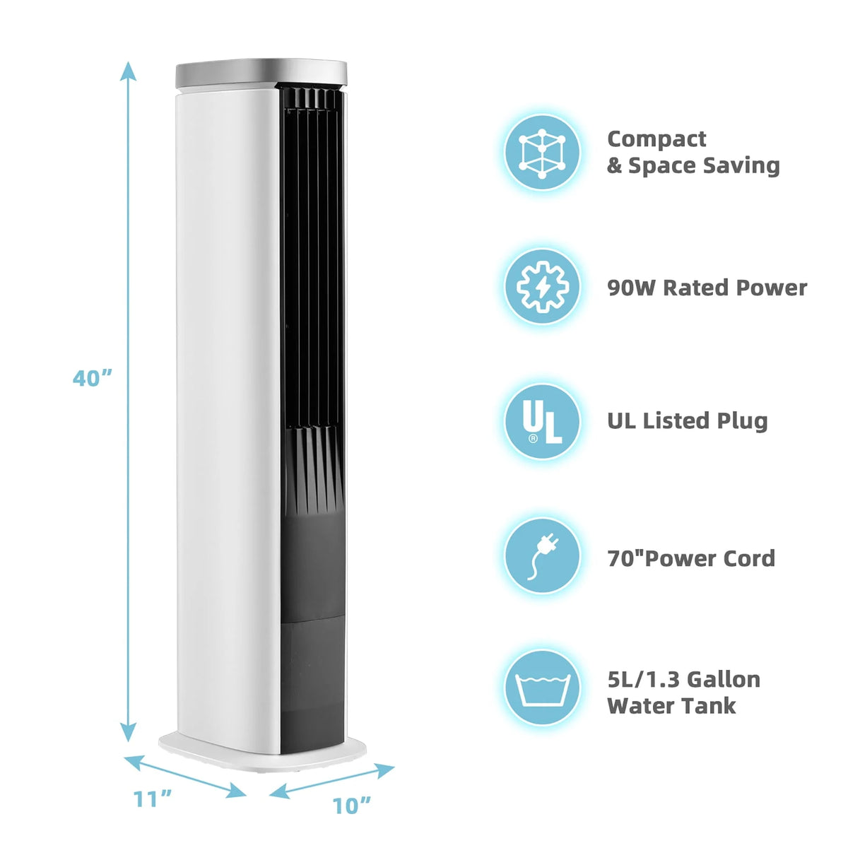 Costway 3-In-1 Portable Evaporative Air Cooler 40'' Bladeless Cooling Tower Fan w/Timer White
