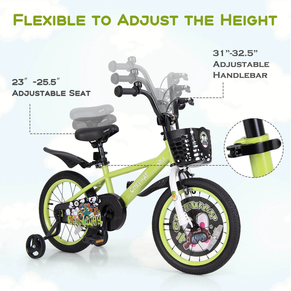 Costway 16" Kid’s Bike for 4-7 with Height-Adjustable Handlebar & Saddle Handbrake Blue