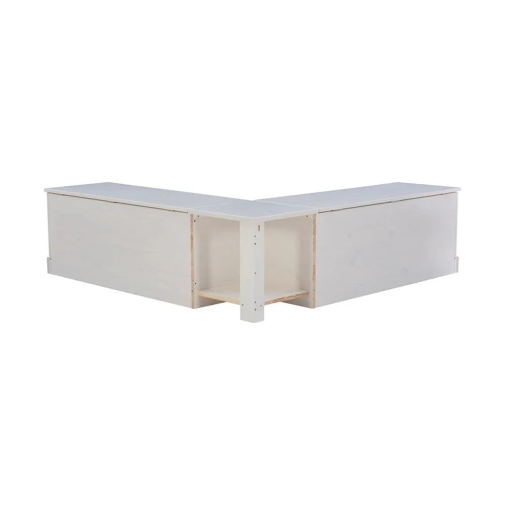 Pemberly Row Natural White Wood Nook With Green Polyester Fabric Cushions